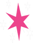 Pink six-pointed sparkle surrounded by five small white sparkles
