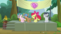 Apple Bloom and campers line-dancing on stage S7E21