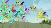 Changelings charging and flying into battle S7E17