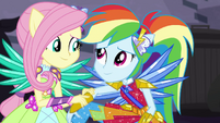 Fluttershy giving Rainbow Dash a helping hand EGDS11