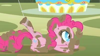 Poor Pinkie, covered in mud.