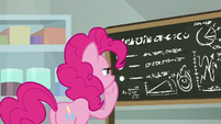 Pinkie looking at rule-of-threes theory S9E14