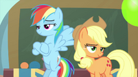 Rainbow and Applejack proud of themselves MLPS3