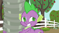 Spike smiling nervously and sweating S6E10
