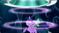 Twilight and Spike sees a portal opening above them S5E26