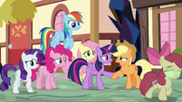 Applejack begs Twilight to help Apple Bloom S9E2