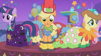 Applejack looks down at her galoshes S1E14