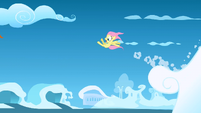 Filly Fluttershy launched into the air S1E23