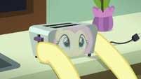 Fluttershy picking up a toaster S7E12
