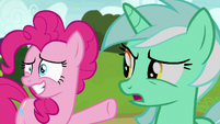 Lyra looking confused at Pinkie Pie S7E4