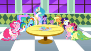 Main cast and Celestia laughing S1E26