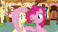 Pinkie Pie winking at Fluttershy S8E2