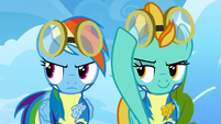 Rainbow Dash and Lightning Dust looking determined S3E7