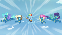 Rainbow flying with the new Wonderbolts S9E26