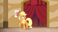 Applejack hears a commotion backstage S6E20