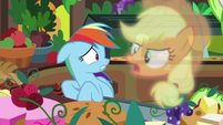 Applejack vision "they can only eat soft foods!" S8E5