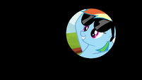 Iris out on Rainbow Dash wearing shades S6E14