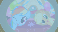 Dash and Applejack looking for the "surprises".