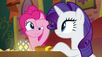 Pinkie Pie poking her forehead again S6E12