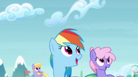 Rainbow and other ponies look up S4E10
