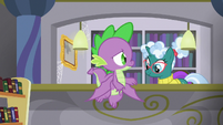 Spike looking for Twilight in the library S9E5
