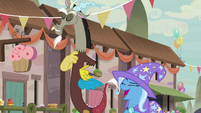 Trixie laughing derisively at Discord S6E26