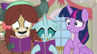 Yona and Ocellus take notes; Twilight bites lower lip S8E17