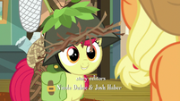 Apple Bloom dressed in hunting gear S9E10