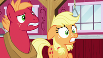 Applejack and Big Mac surprised by Granny's outburst S6E23