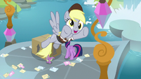 Derpy flying off with a smile S9E5