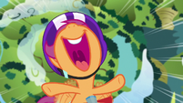 Scootaloo excitedly soars into the sky S7E7