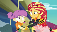 Sunset Shimmer cheers up little girl EGSB