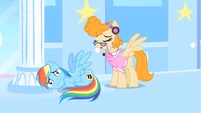 Superscared Rainbow Dash curled up on the floor S1E16