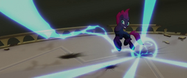 Tempest dodging the Storm King's attacks MLPTM