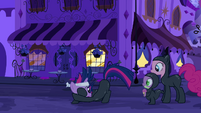 Twilight sneaking through the streets of Canterlot