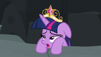 Twilight pulling herself out of the crater S7E26