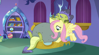 Fluttershy tucking Sludge into bed S8E24