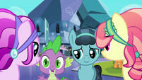 Spike and Crystal Hoof talk to Crystal Ponies S6E16