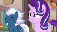 Starlight Glimmer and Night Glider smiling S6E26