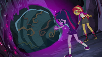 Twilight Sparkle uses her magic on the boulder EG4