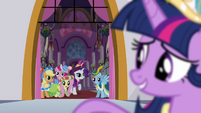 Twilight looking back to her friends S03E13