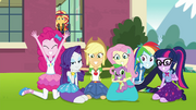 Sunset Shimmer gets left out of the group.
