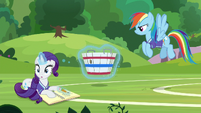 Rarity stops sketching in her sketch book S8E17