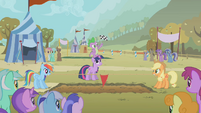 Lyra Heartstrings appears twice in this image: as a unicorn and as an Earth pony.