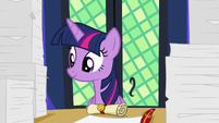 Twilight Sparkle smiling at Spike S7E22