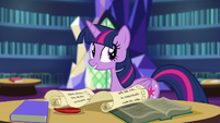 Twilight returning to her desk S6E1