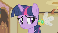 Twilight smiling at her parasprite S1E10