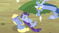 Applejack and Rarity about to sneeze S4E11