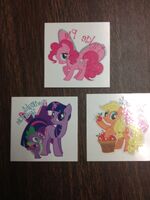 Temporary tattoos bundled with incentives of issue 2 of the Friendship is Magic comic series.