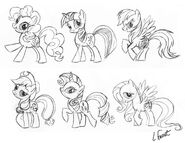 Lauren Faust preliminary sketches of Main 6